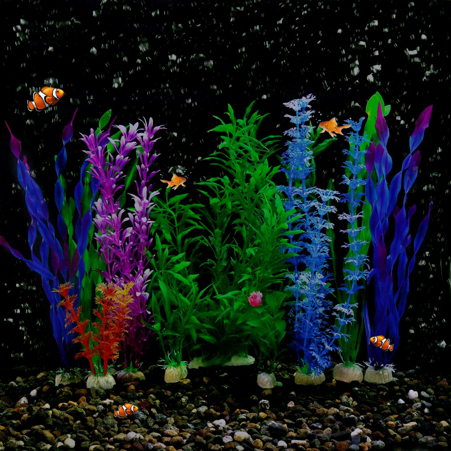 9 Pack Colorful Artificial Aquarium Plants