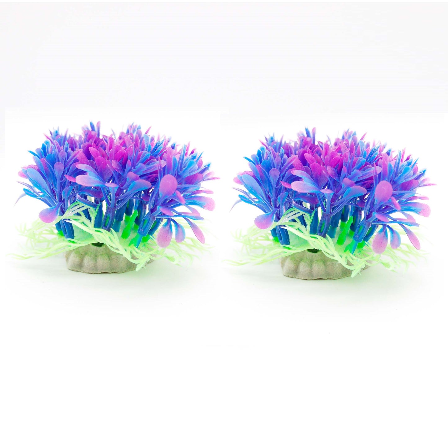 2 Pack Colorful Artificial Aquarium Flower Plants - Multiple Colors