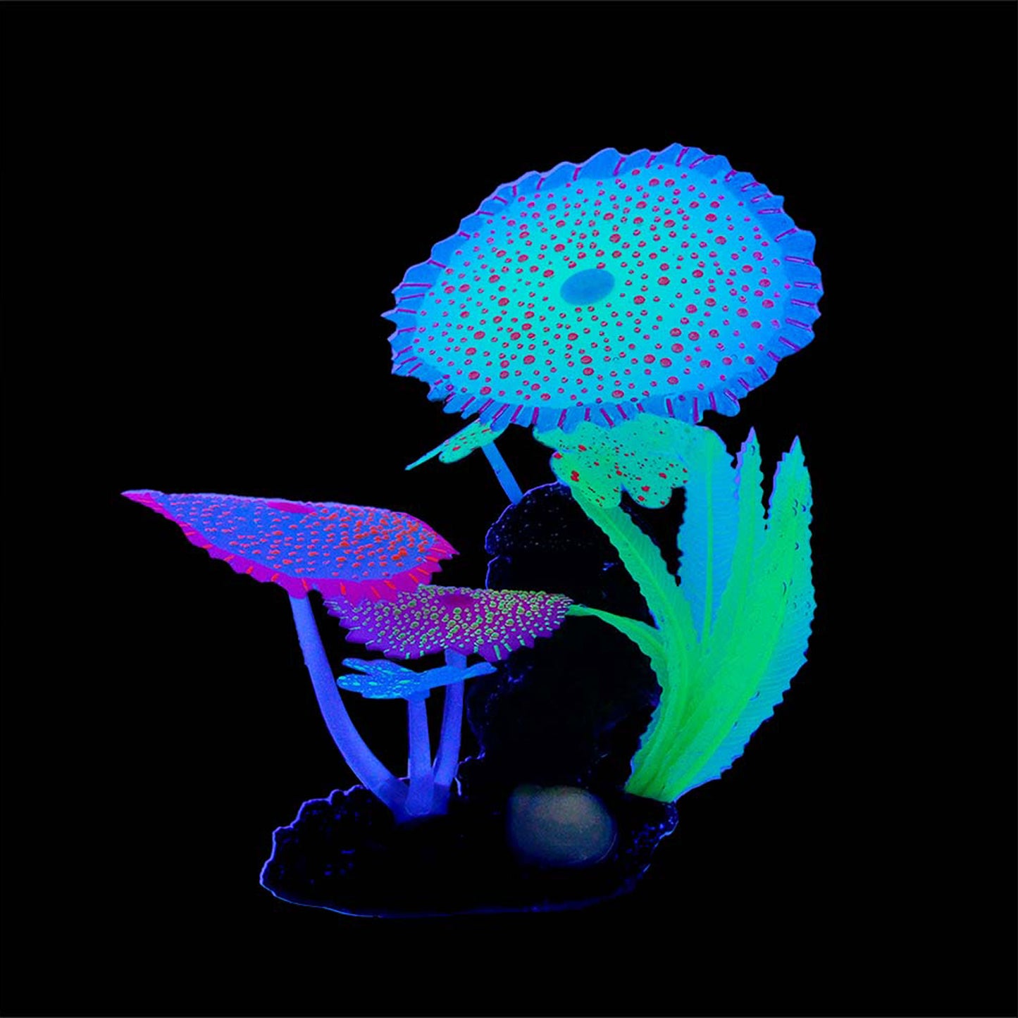 Glow in The Dark Artificial Plants in Rocks for Aquariums - Multiple Colors