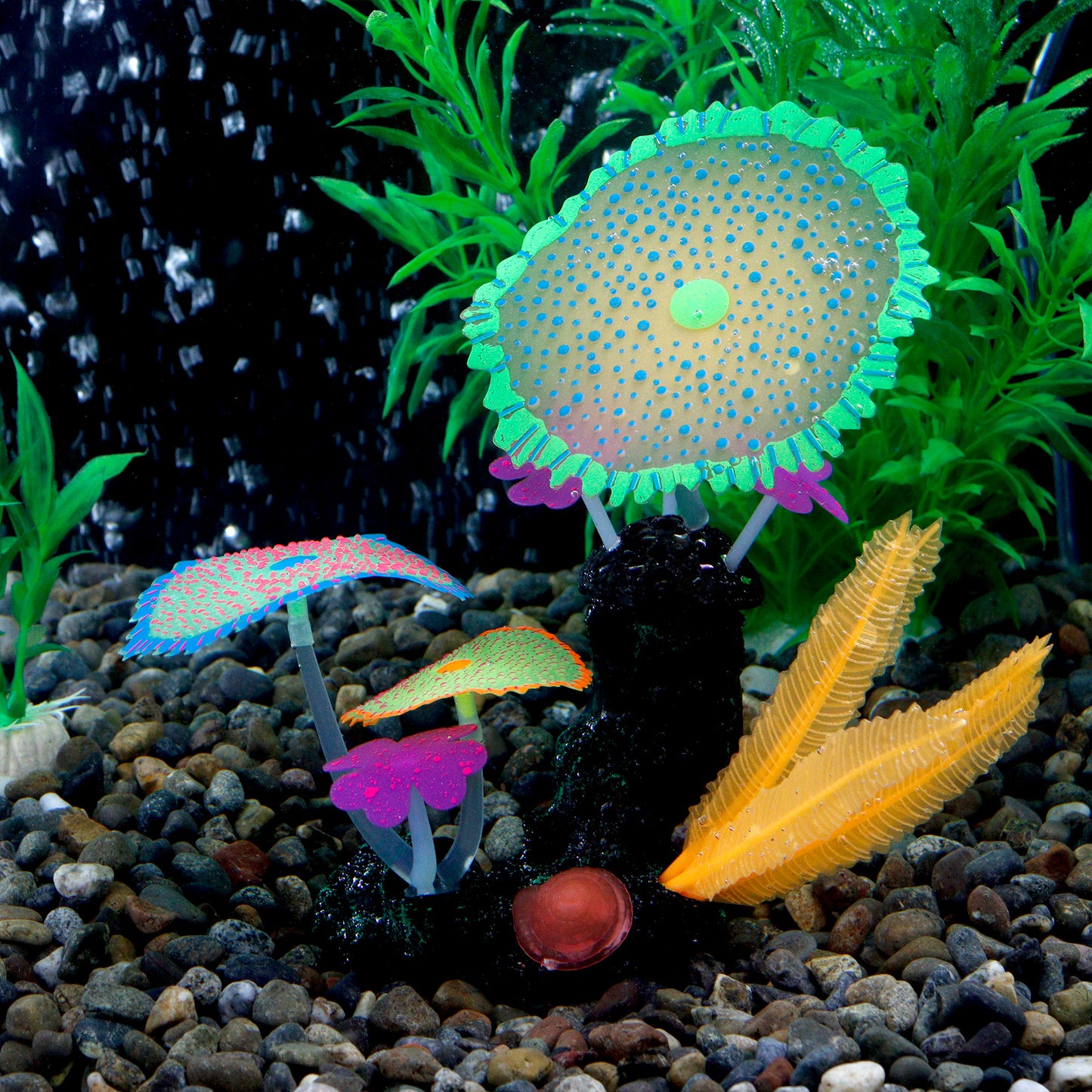 Glow in The Dark Artificial Plants in Rocks for Aquariums - Multiple Colors