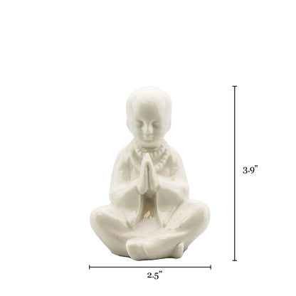 White Glazed Ceramic Buddha Accent